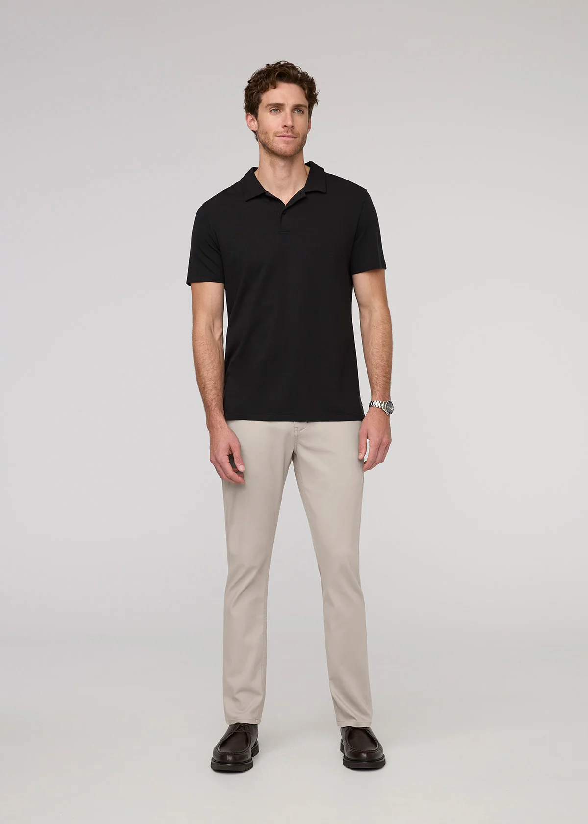 NuStretch Slim Straight Trouser - Stone