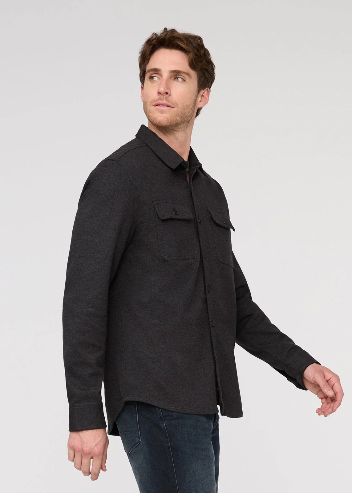 Performance Flannel Button Down - Heather Black - Image 4