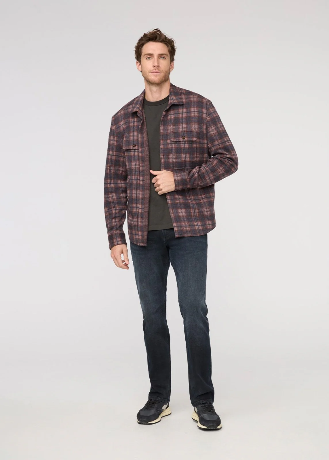 Performance Flannel Button Down - Heather Mauve Plaid - Image 2