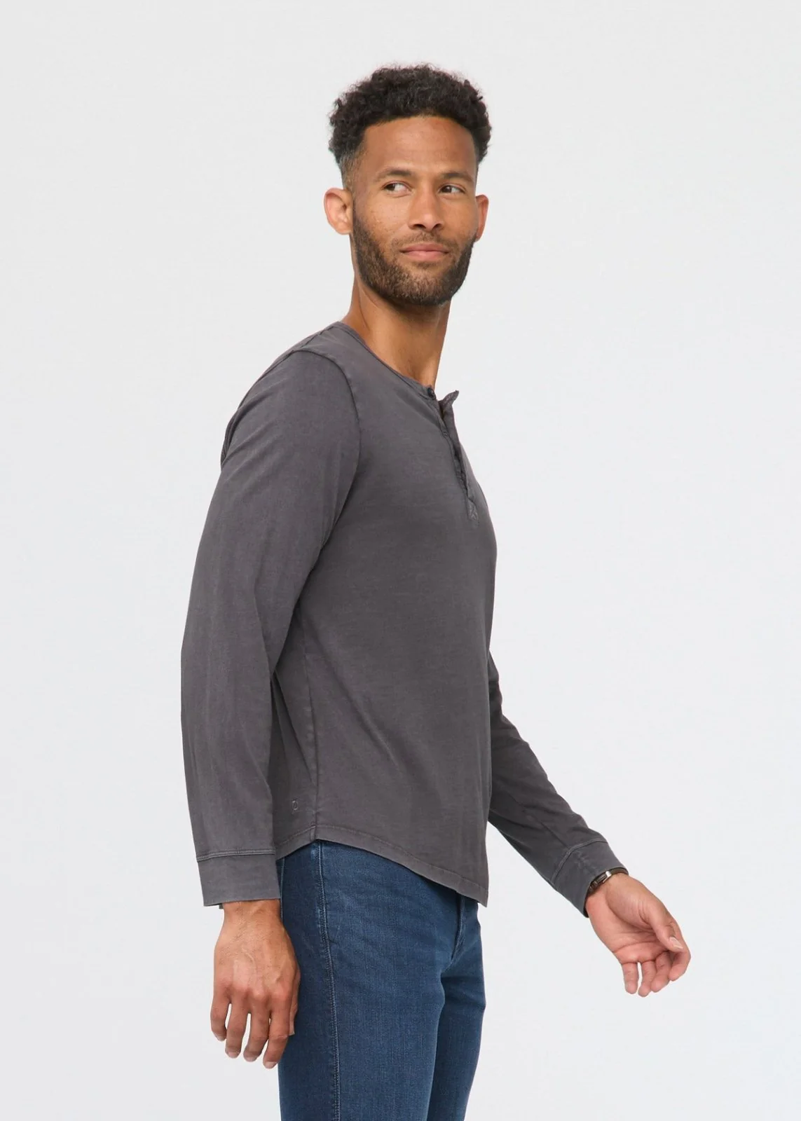 PurePima Vintage Henley - Washed Grey - Image 3