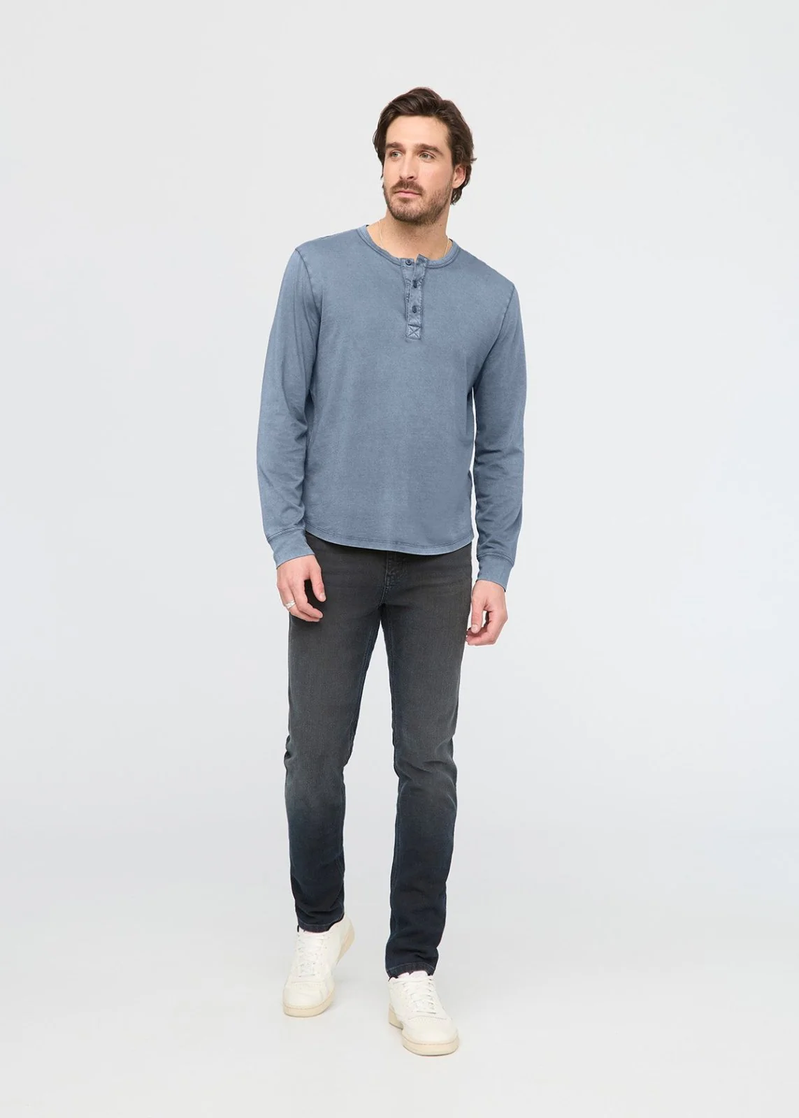 PurePima Vintage Henley - Washed Stone Blue - Image 2