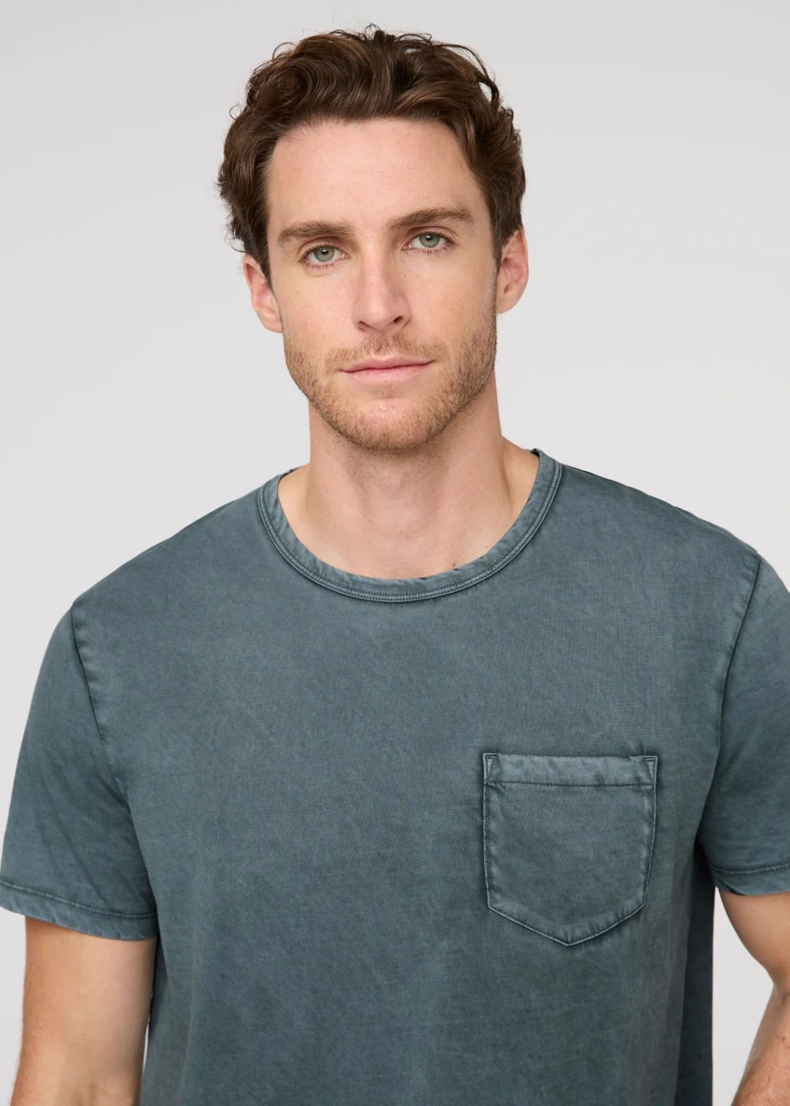 PurePima Vintage Pocket Tee - Washed Blue Spruce - Image 5
