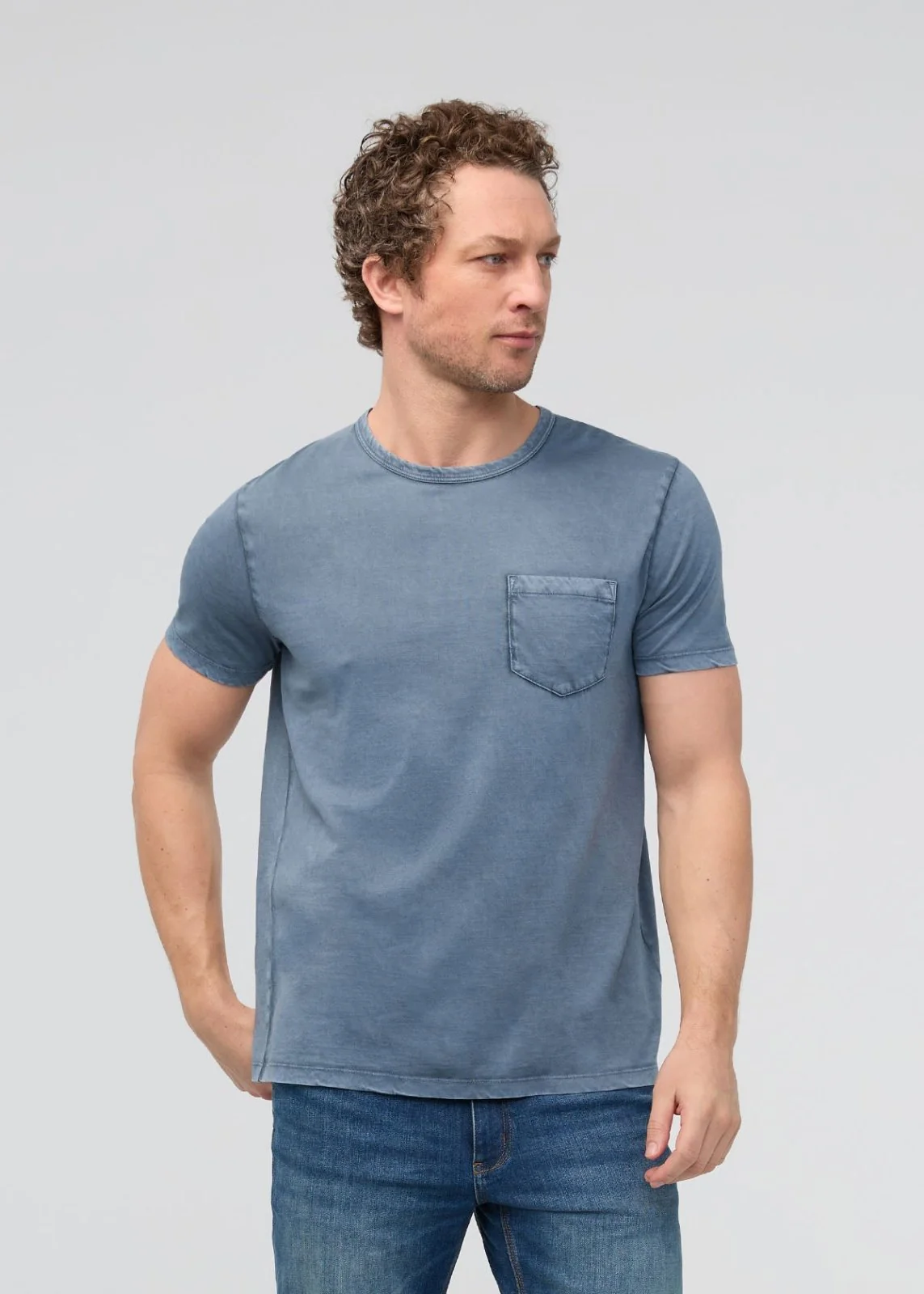 PurePima Vintage Pocket Tee - Washed Stone Blue