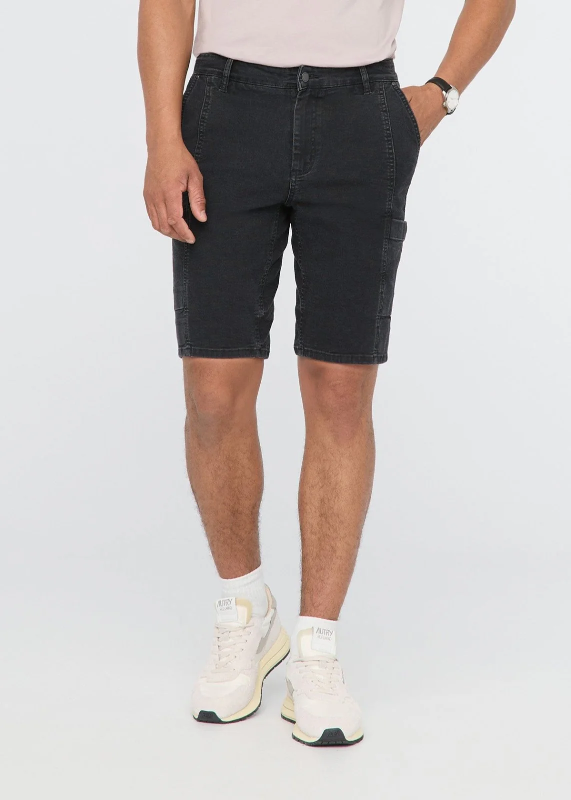 Stretch Canvas Cargo Short - Black - Image 2