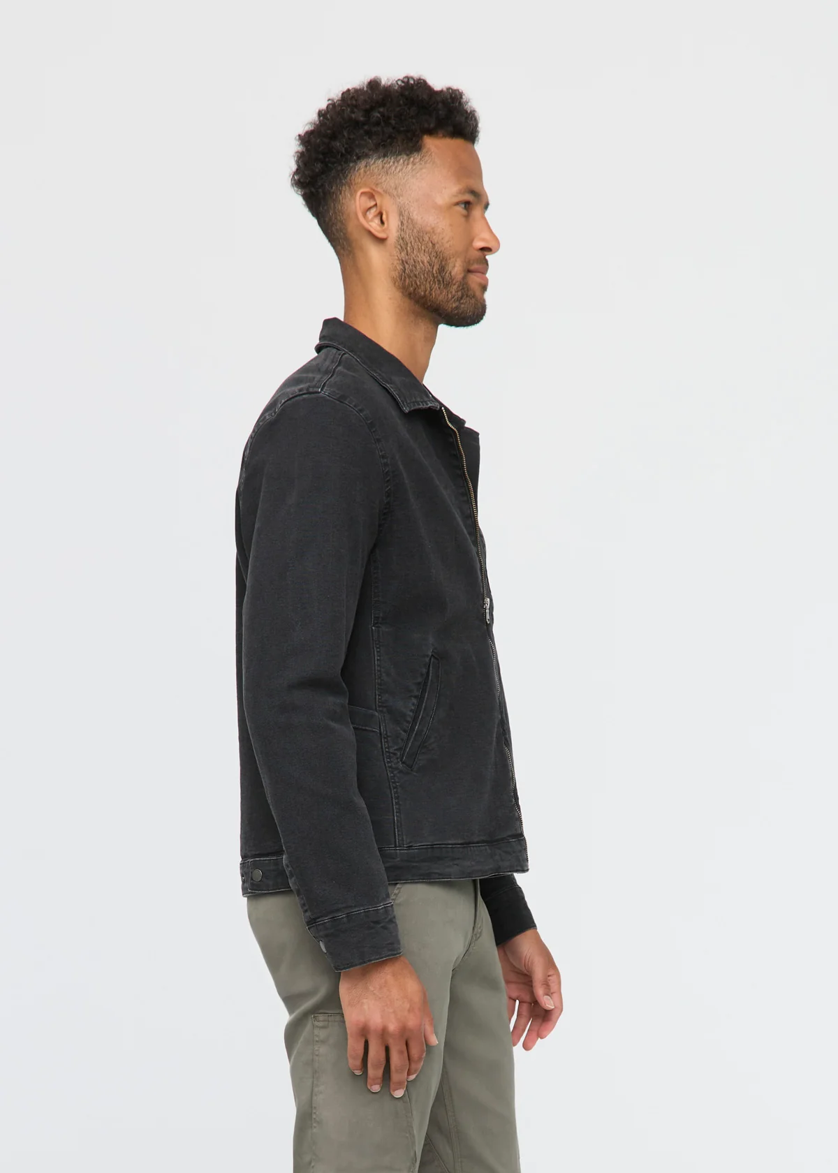 Stretch Canvas Utility Jacket - Black - Image 3