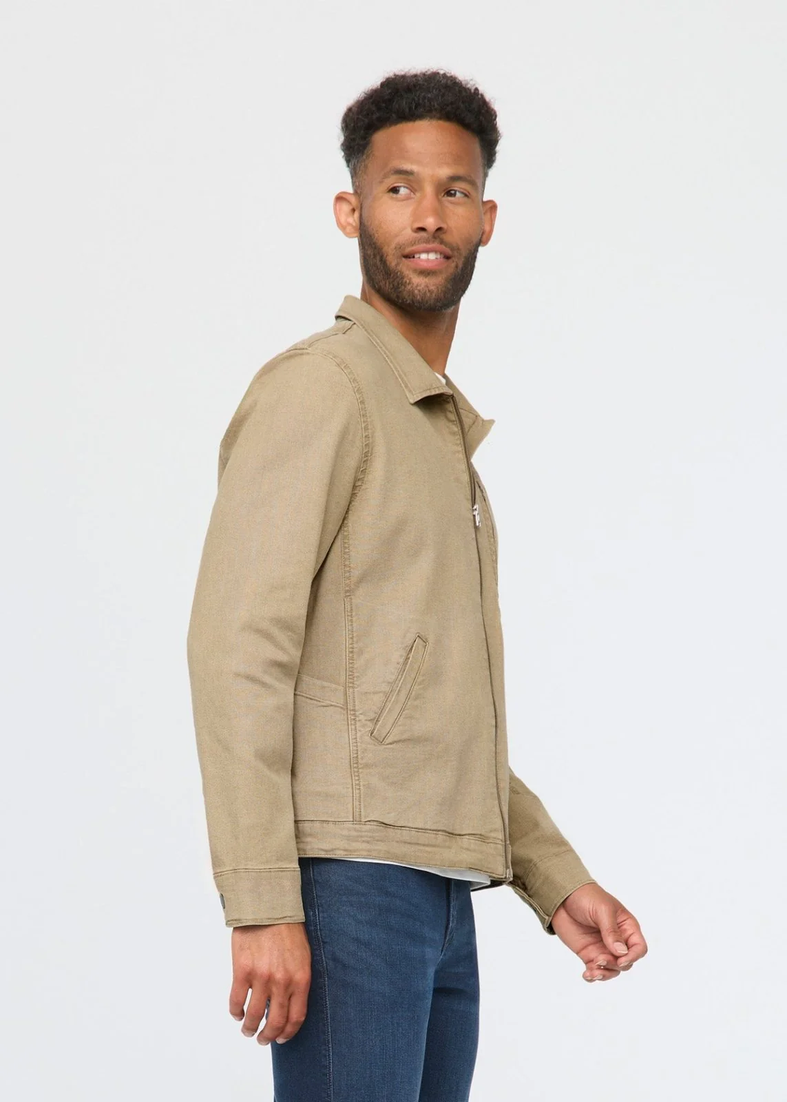 Stretch Canvas Utility Jacket - Tan - Image 3