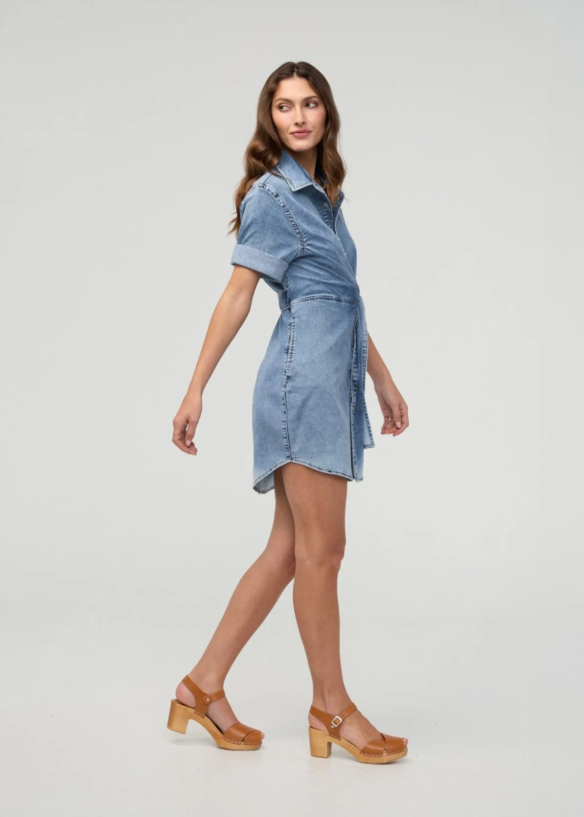 Performance Denim Lite Wrap Shirt Dress - Image 2