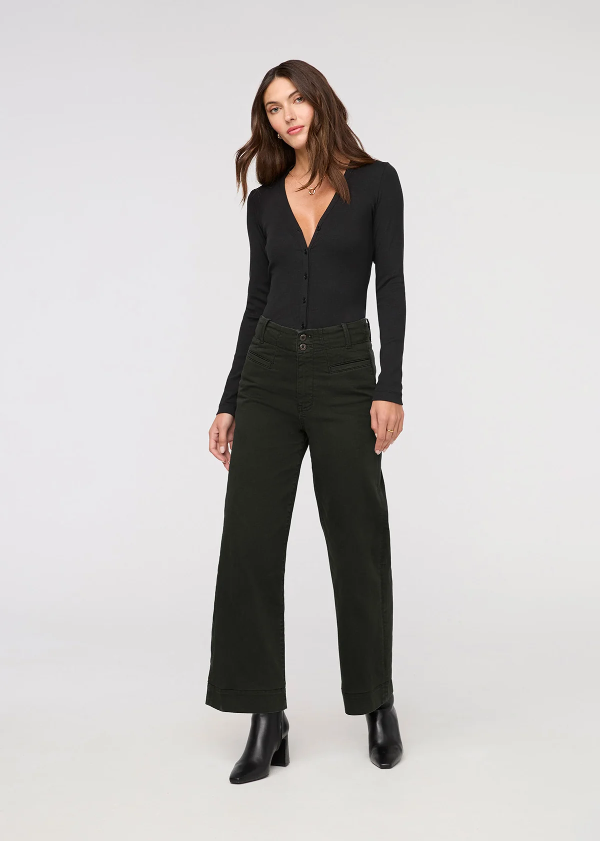 LuxTwill High Rise Trouser - Evergreen