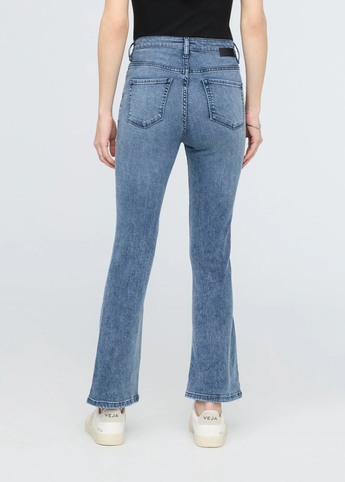 No Sweat Denim High Rise Kick Flare - Textured Indigo - Image 4