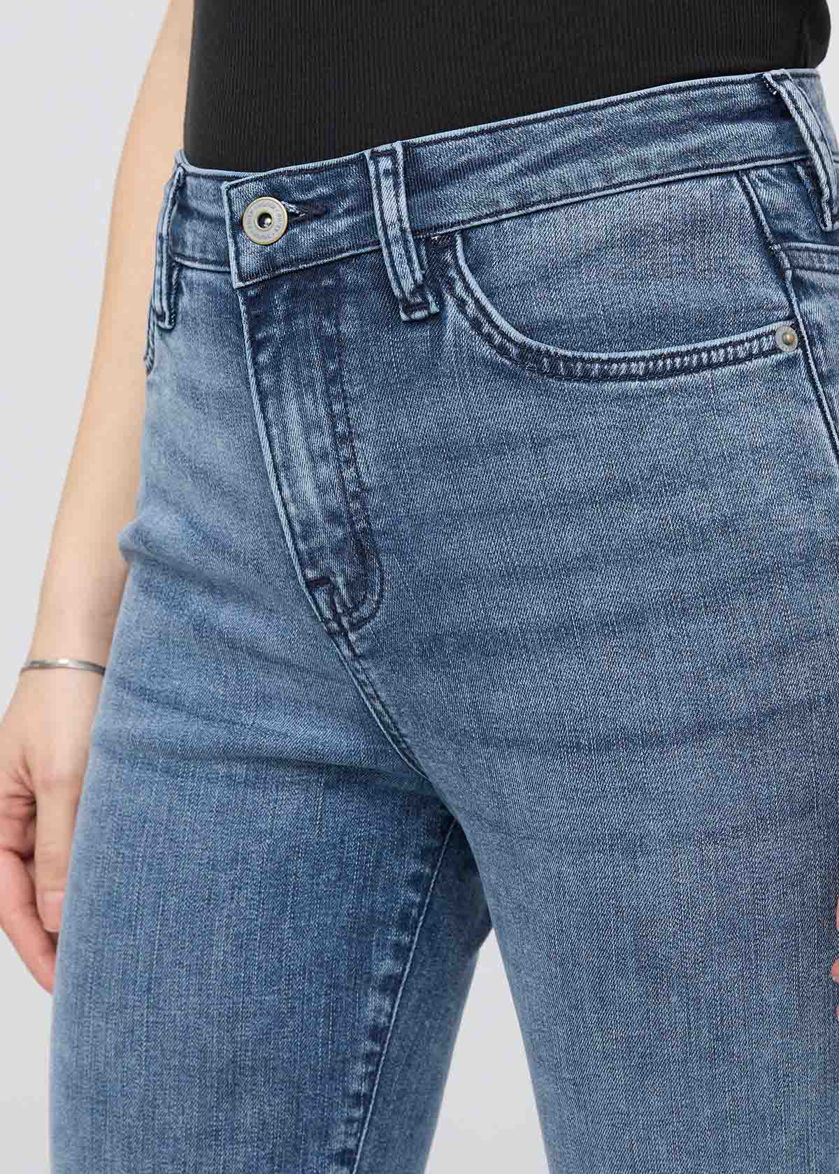 No Sweat Denim High Rise Kick Flare - Textured Indigo - Image 5