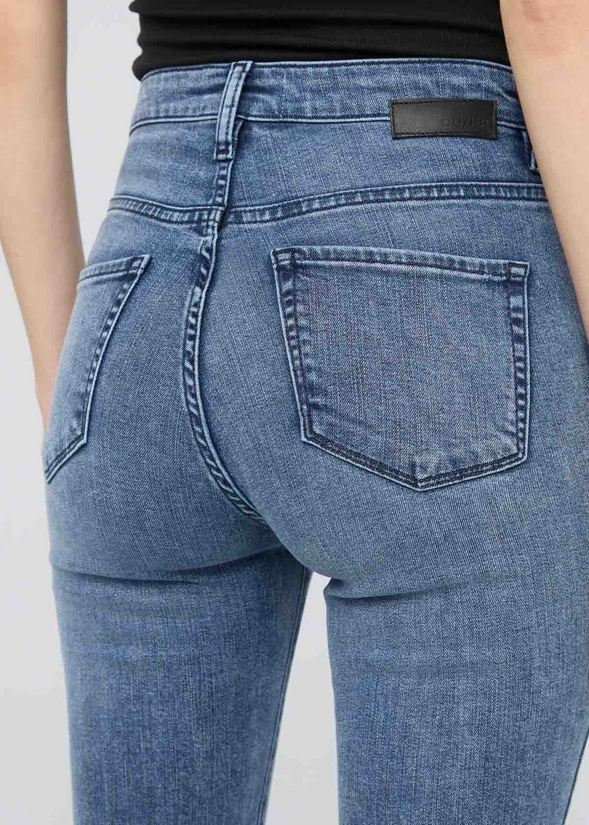 No Sweat Denim High Rise Kick Flare - Textured Indigo - Image 6