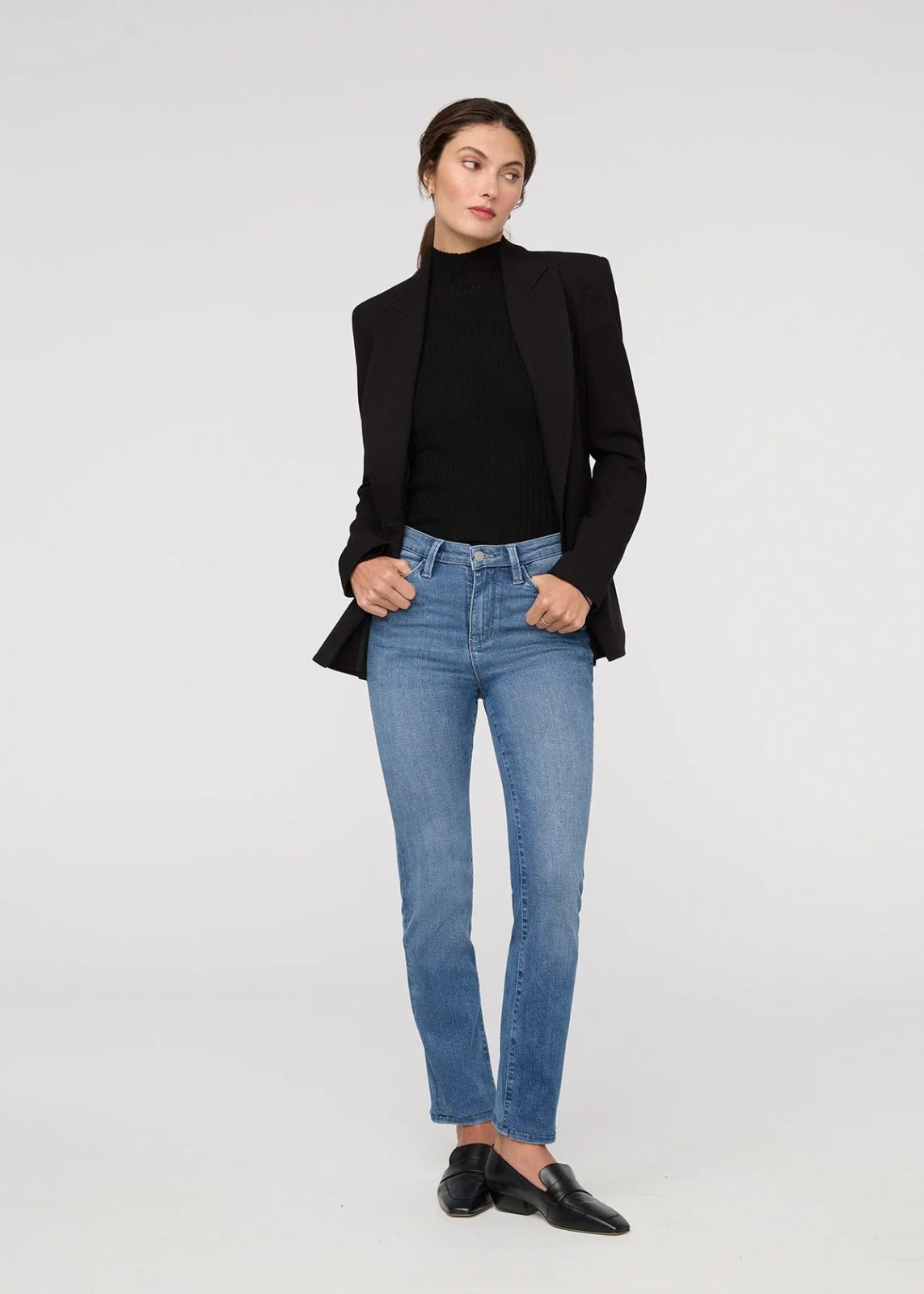 No Sweat Denim High Rise Slim Straight - London Fog
