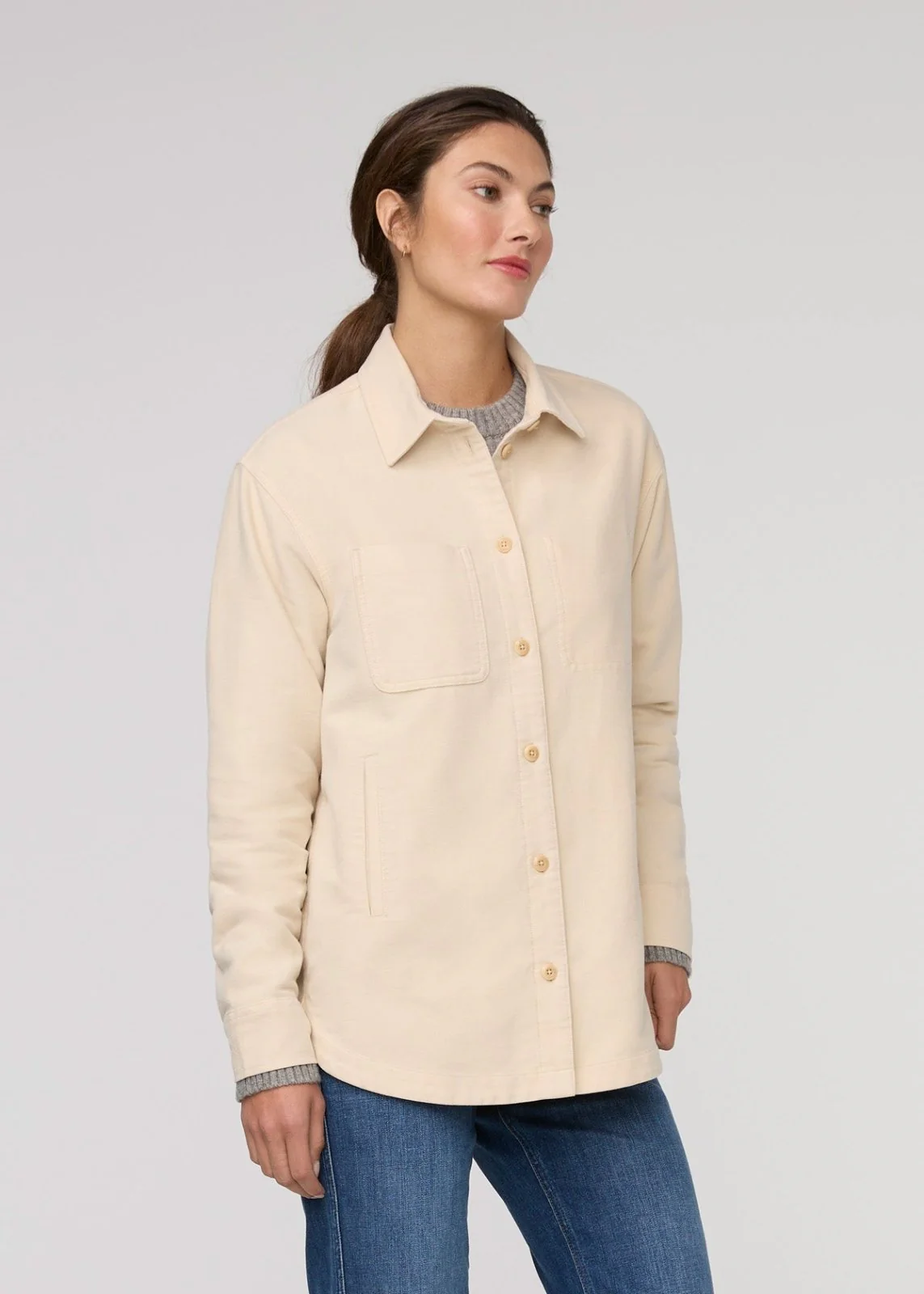 No Sweat Moleskin Overshirt - Bone - Image 3