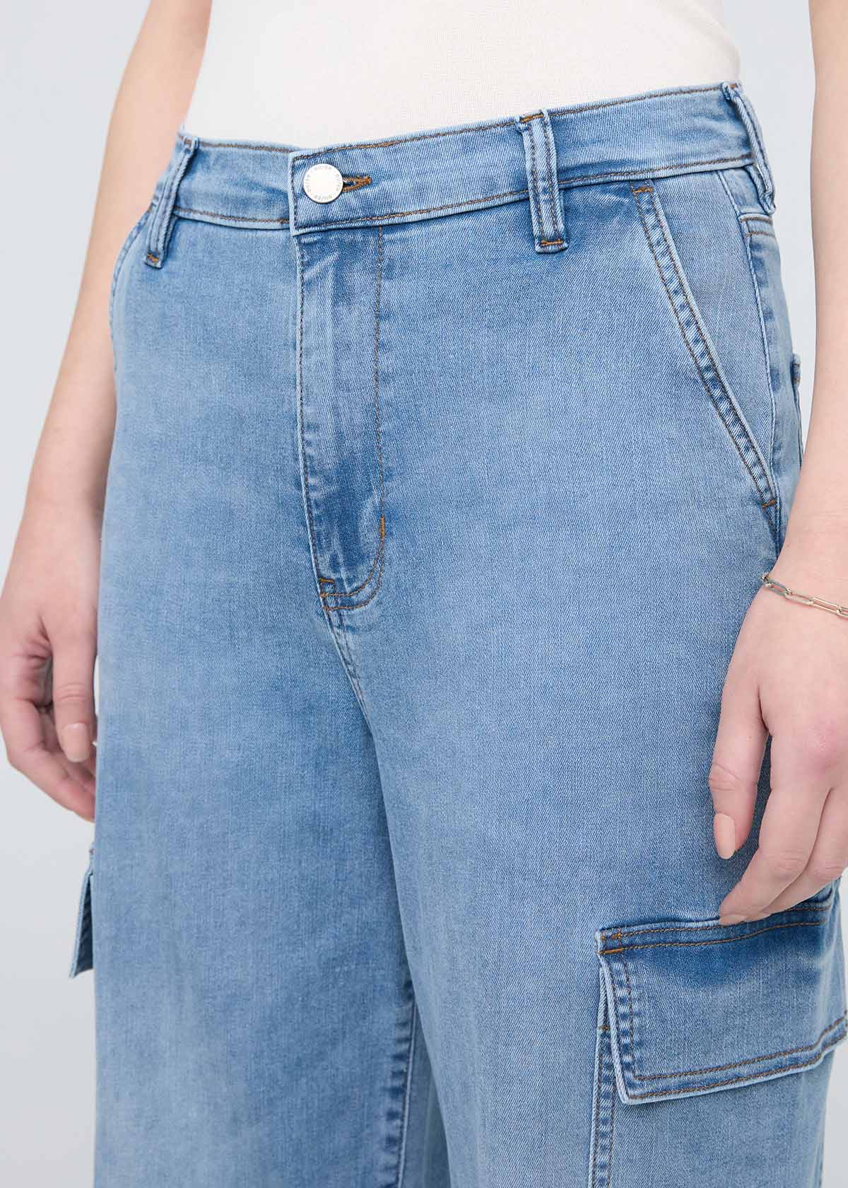 Performance Denim Lite High Rise Cargo - Pacific - Image 5