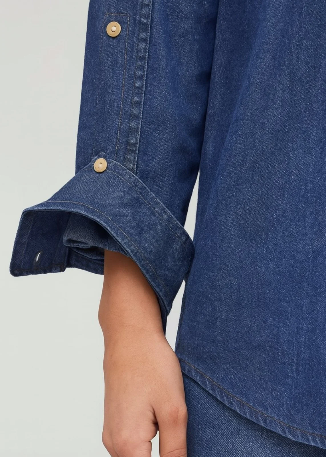 Performance Denim Lite Relaxed Button Down - Medium Stone - Image 6