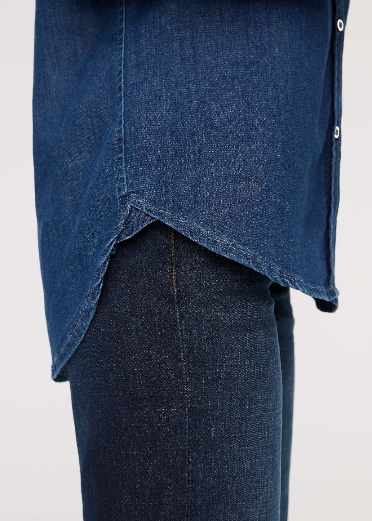 Performance Denim Lite Relaxed Button Down - Medium Stone - Image 7
