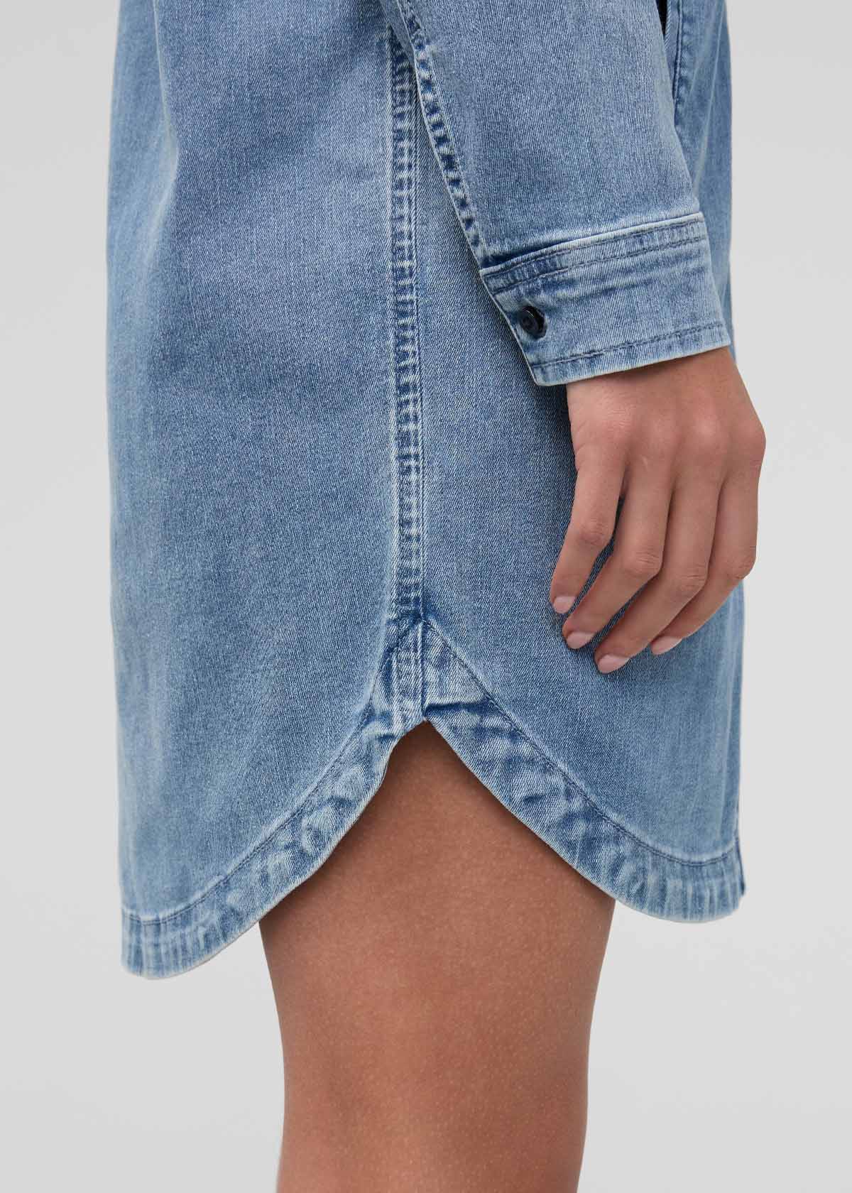Performance Denim Lite Shirt Dress - Washed Indigo - Image 6