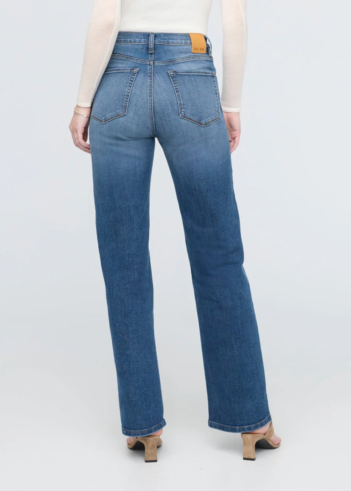 Performance Denim+ High Rise Straight - Mid Blue - Image 4