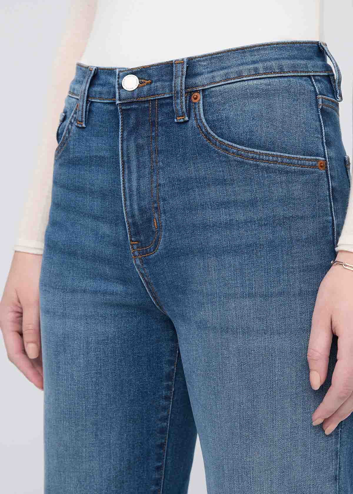 Performance Denim+ High Rise Straight - Mid Blue - Image 5