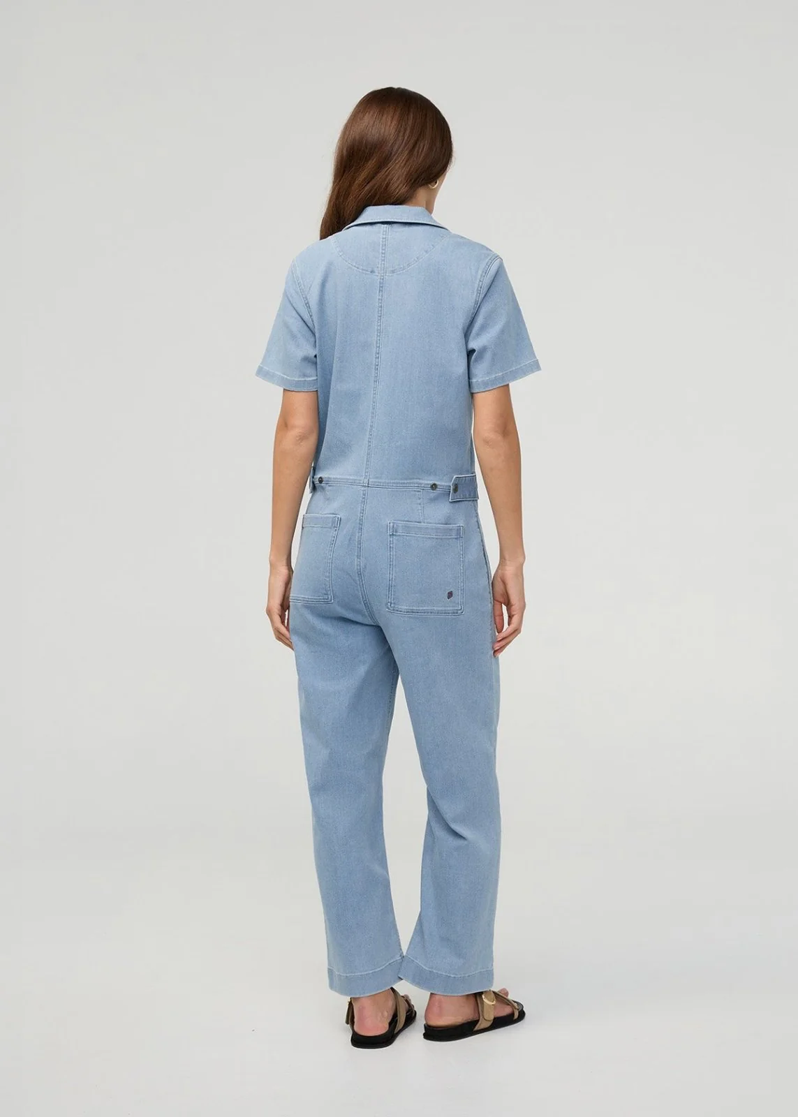Performance Denim Short Sleeve Jumpsuit - Desert Blue - Image 4