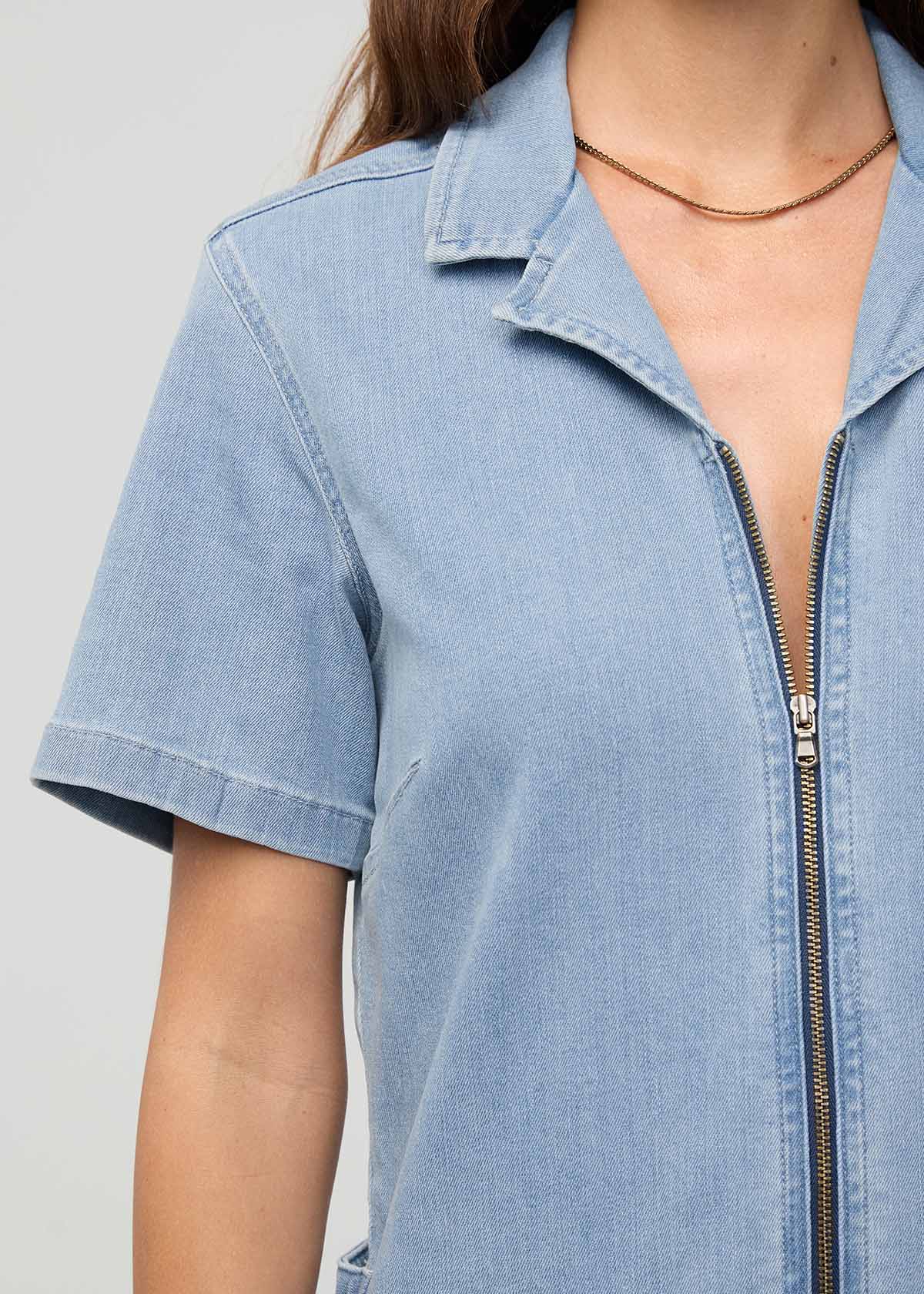 Performance Denim Short Sleeve Jumpsuit - Desert Blue - Image 8