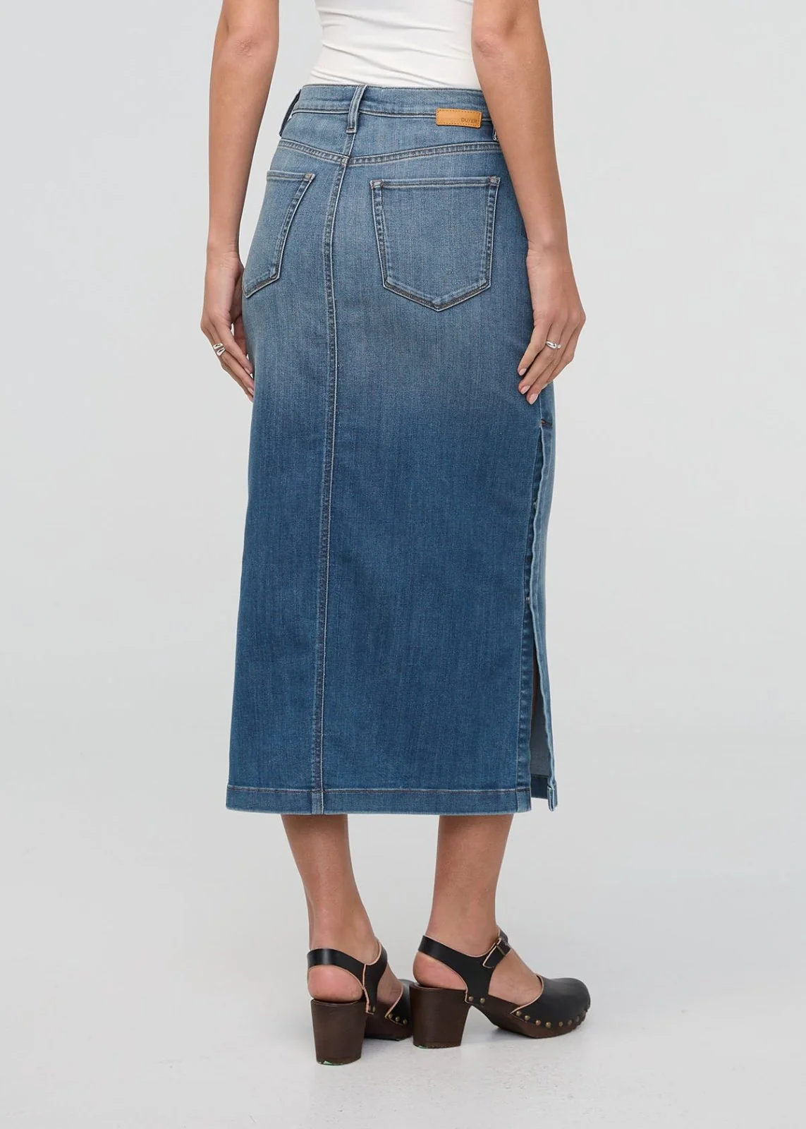 Performance Denim Slit Skirt - Blue Ash - Image 4