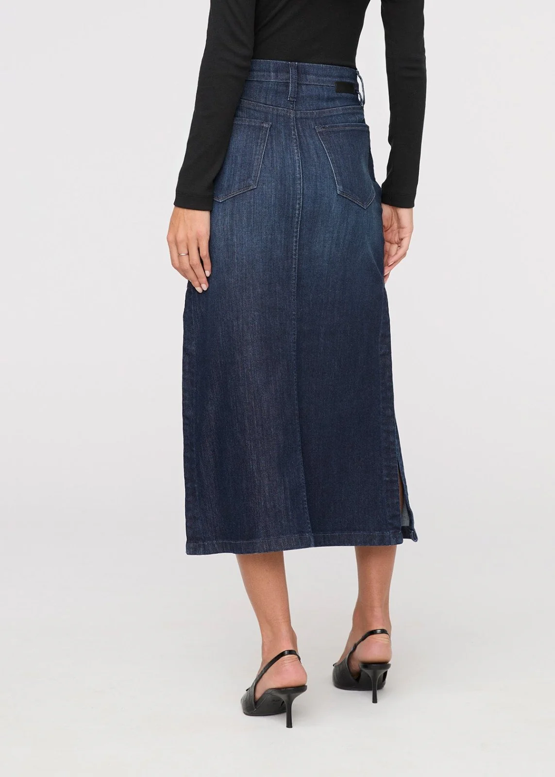Performance Denim Slit Skirt - Dark Stone - Image 4