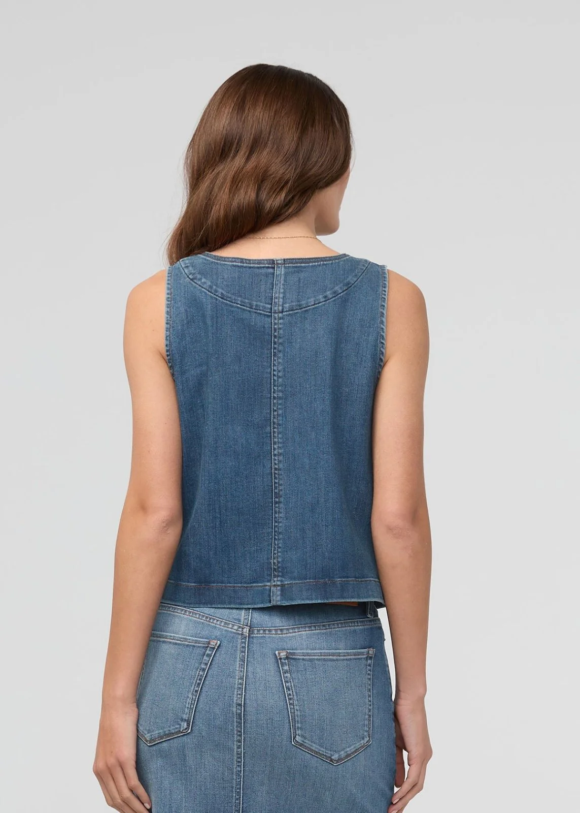 Performance Denim Zip Front Vest - Blue Ash - Image 4