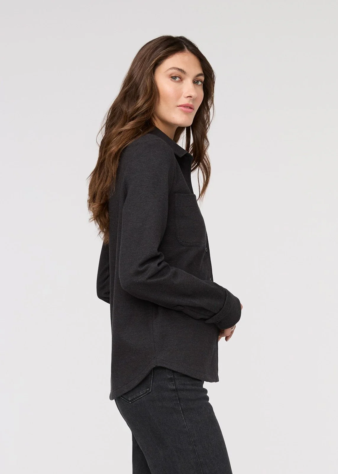 Performance Flannel Button Down - Heather Black - Image 3
