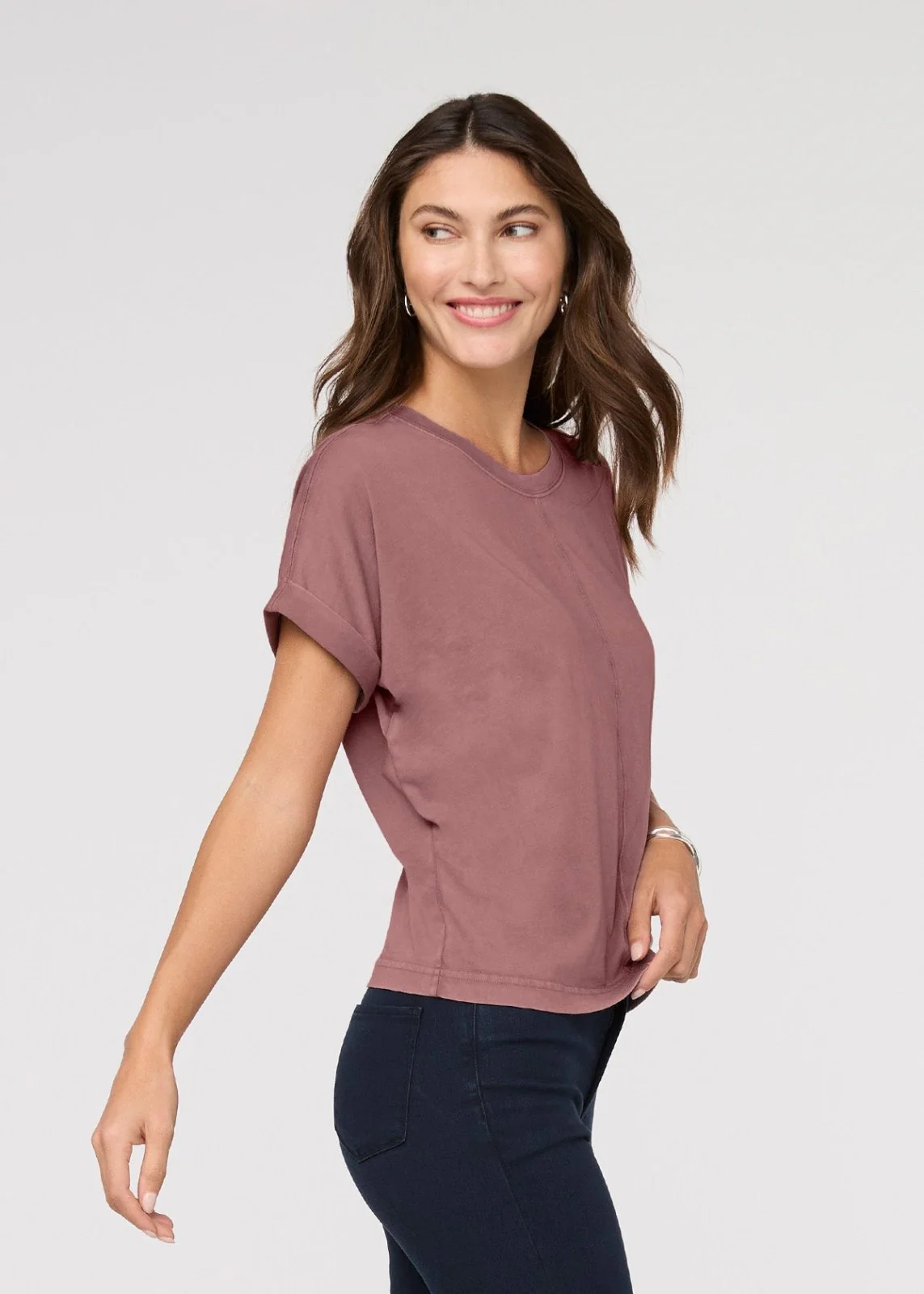 PurePima Dolman Tee - Washed Mauve - Image 3