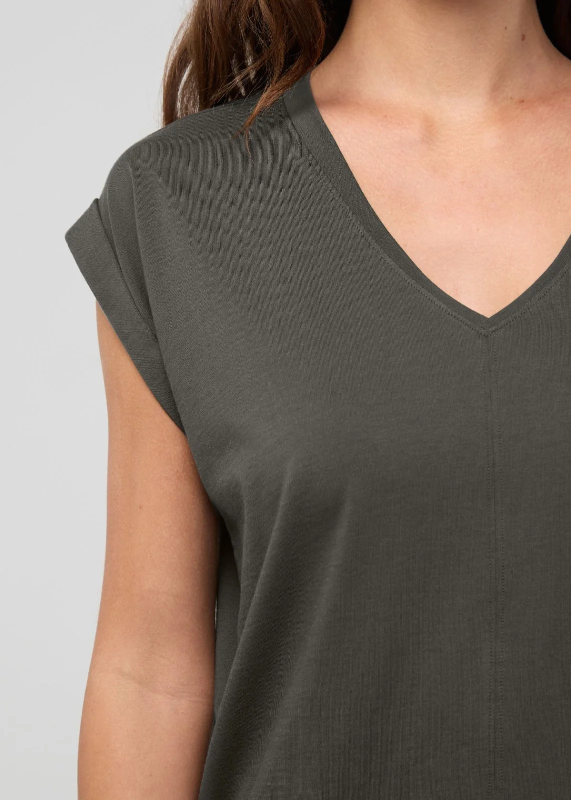 PurePima Dolman V-Neck - Evergreen - Image 5