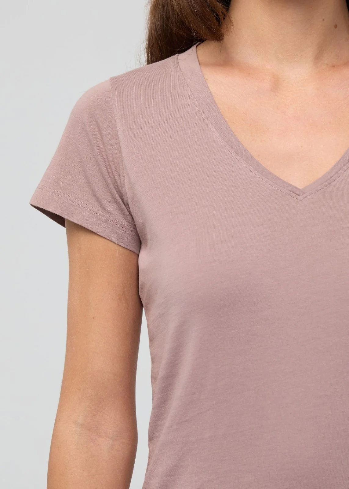 PurePima Slim V-Neck - Hazy Mauve - Image 5