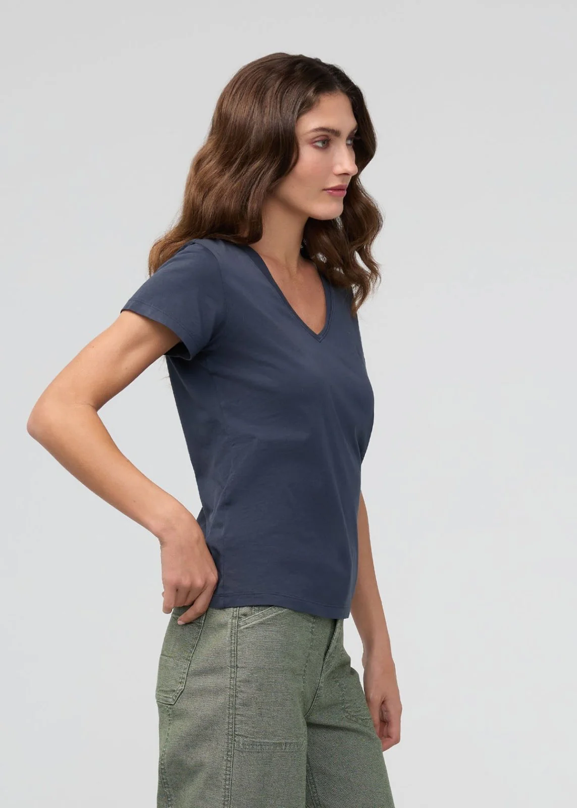 PurePima Slim V-Neck - Navy - Image 3