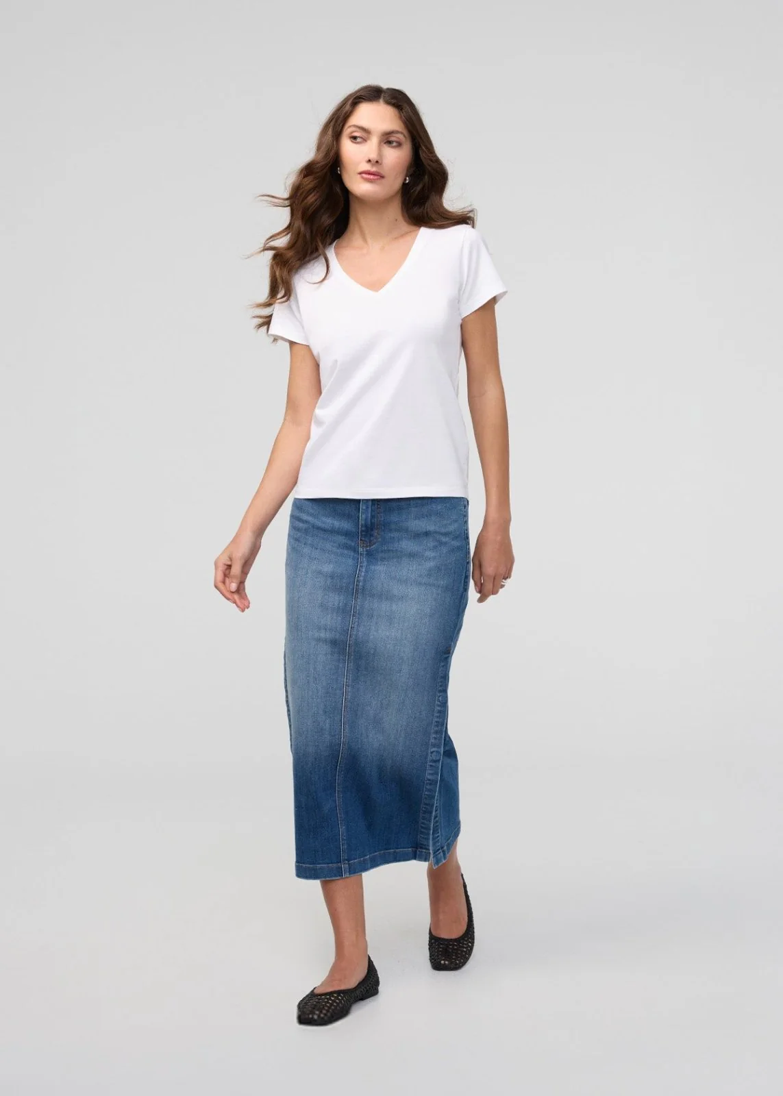 PurePima Slim V-Neck - White - Image 2