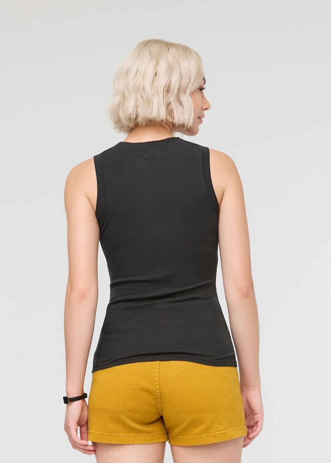 Ribbed Pima High Neck Tank - Black - Image 3