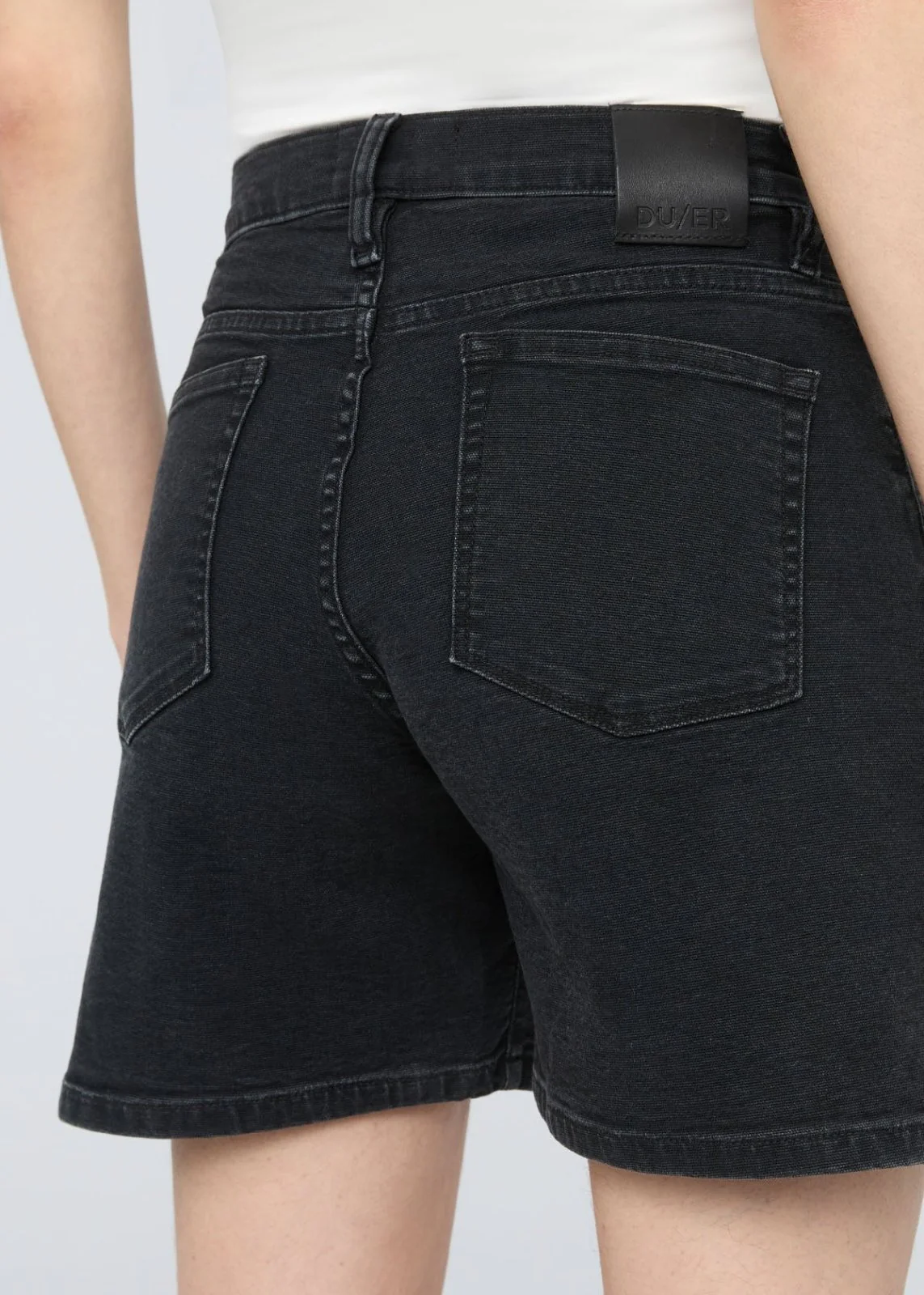 Stretch Canvas High Rise Relaxed Short - Black - Image 6