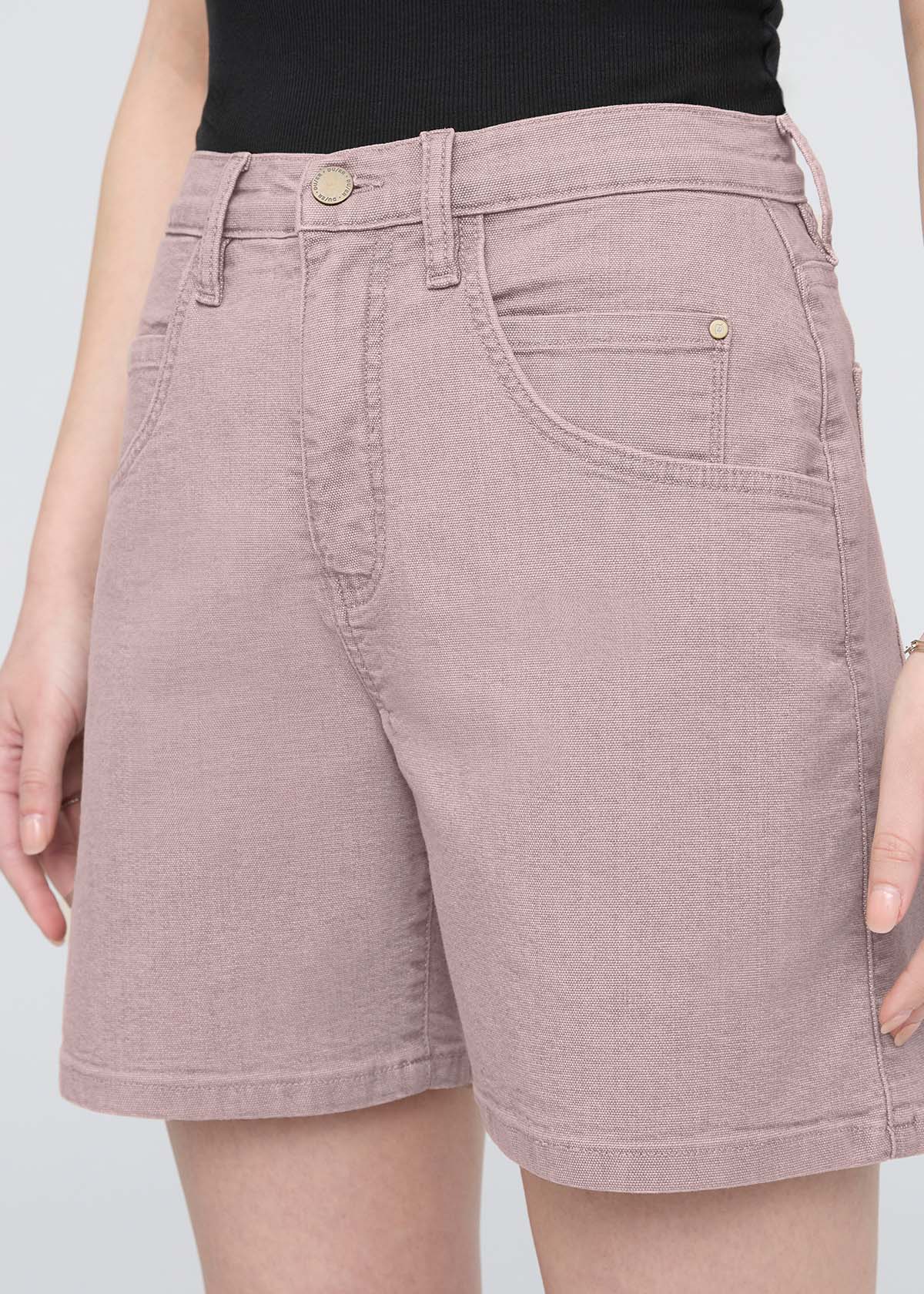 Stretch Canvas High Rise Relaxed Short - Chalk - Image 5